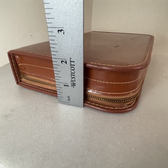 VTG 1950s Brown Leather Vanity Kit Grooming Travel Case MCM Mad Men Barber Shop - Picture 16 of 16